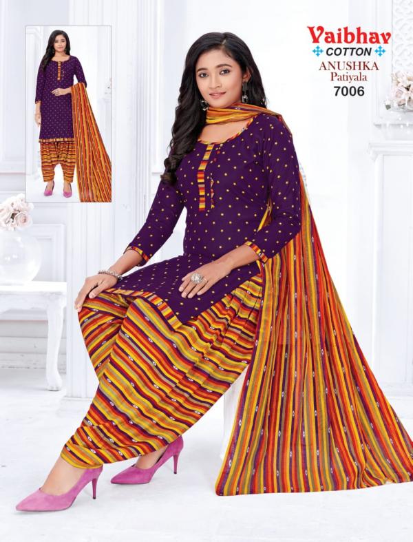 Vaibhav Anuska Wol 7 Cotton Designer Patiyala Dress Material